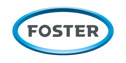 Foster logo with blue oval outline and the word 'FOSTER' in bold gray letters inside.