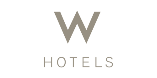 Logo for W Hotels with a large W at the top and the word Hotels below.