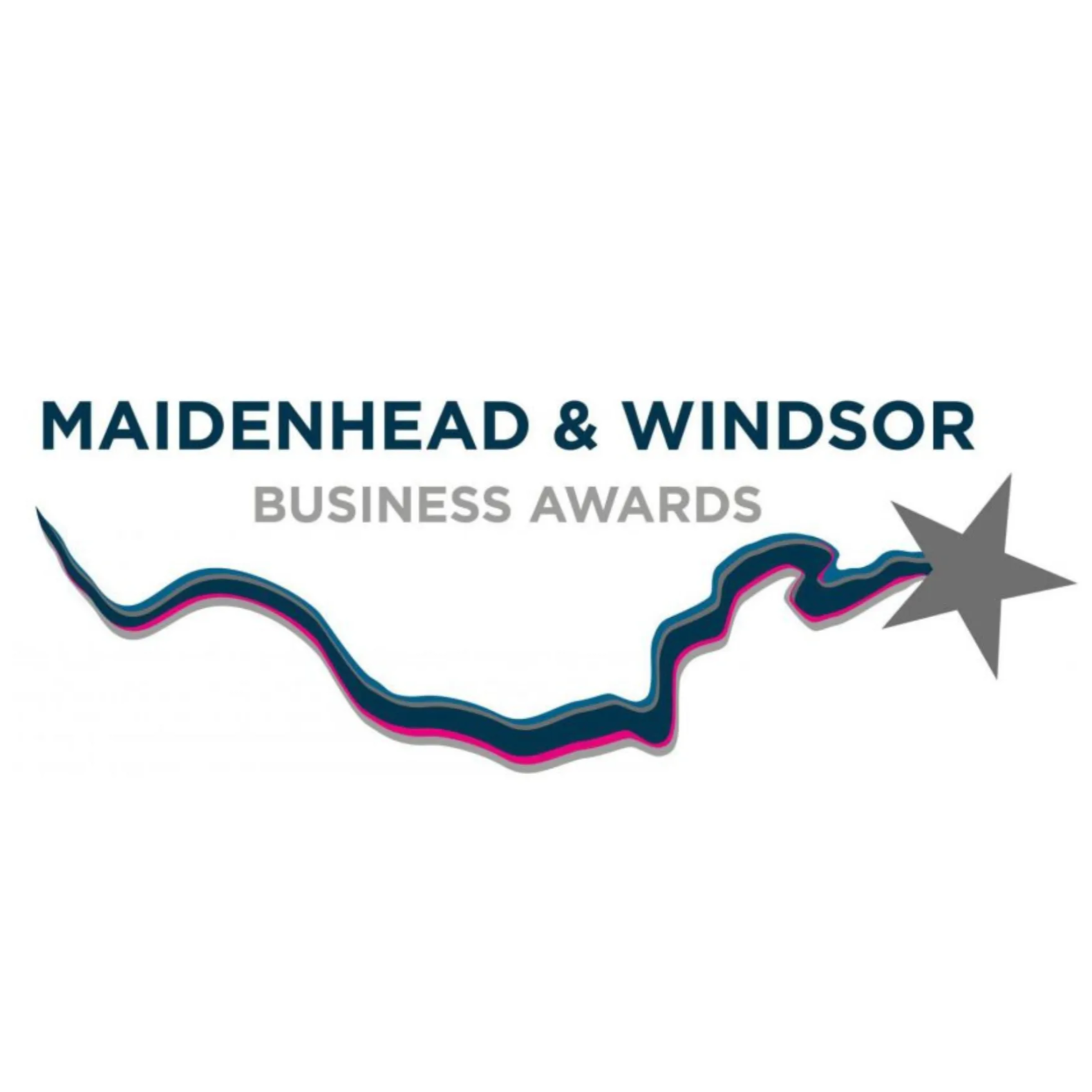 Logo for Maidenhead & Windsor Business Awards with stylized ribbon and star graphic.