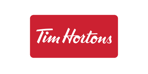 Tim Hortons logo on a red background.