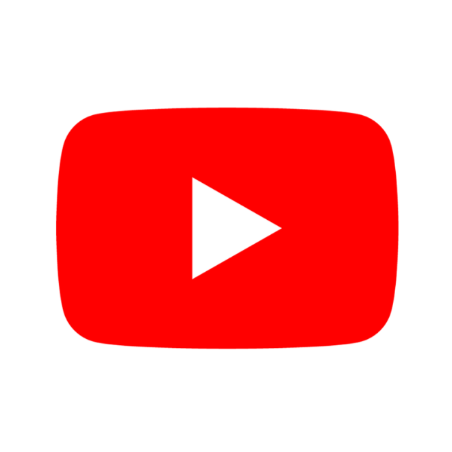 YouTube play button icon with red rounded rectangle background and white play symbol in the center.
