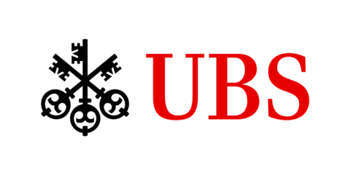 UBS logo with black keys symbol and red letters 'UBS'