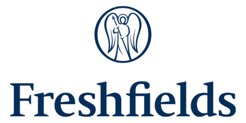 Freshfields logo featuring an angel in a circular emblem.