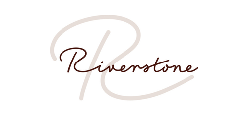 The word 'Riverstone' written in stylish script fonts with a large, faint 'R' in the background.