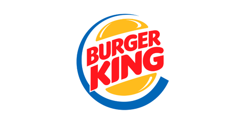 Burger King logo with red text, yellow buns, and blue and yellow accents