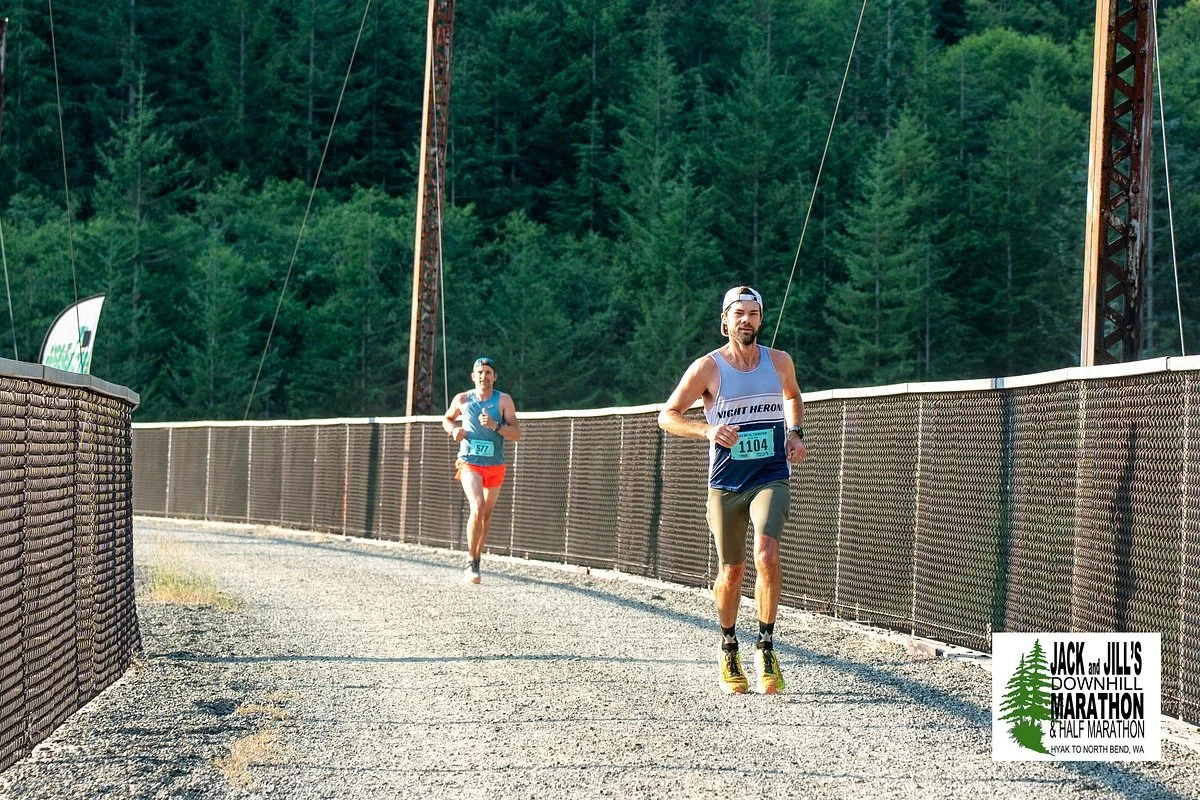 Fast Downhill Running at the Jack and Jill Marathon & Half Snoqualmie Pass to North Bend WA