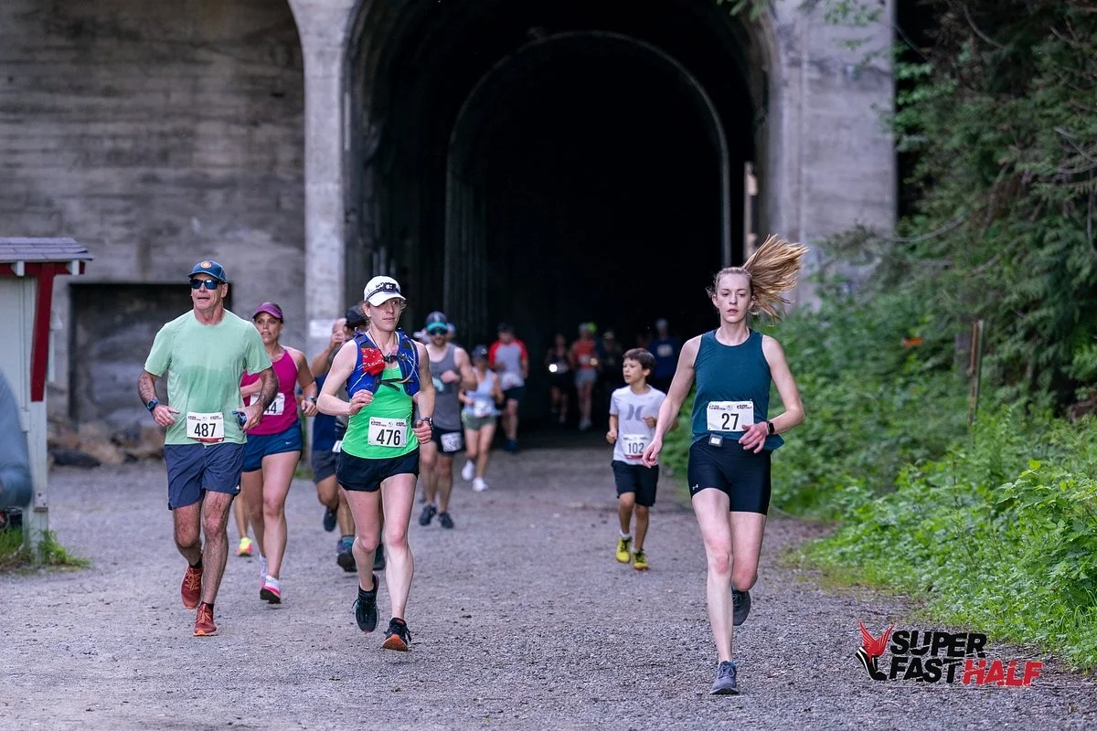 Runners Exiting the Snoqualmie Tunnel at the Super Marathon and Half