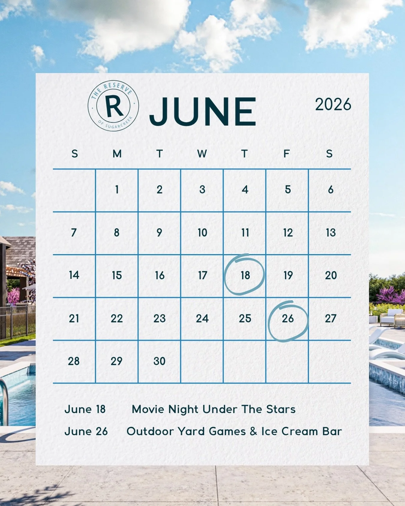 🌞 Mark your calendars, Reserve at Grand of Sugarcreek residents!

Join us for two fun-filled June events:

🎬 June 18 &ndash; Movie Under the Stars
Grab a blanket, bring your neighbors, and enjoy an evening of entertainment under the night sky.

🎯 