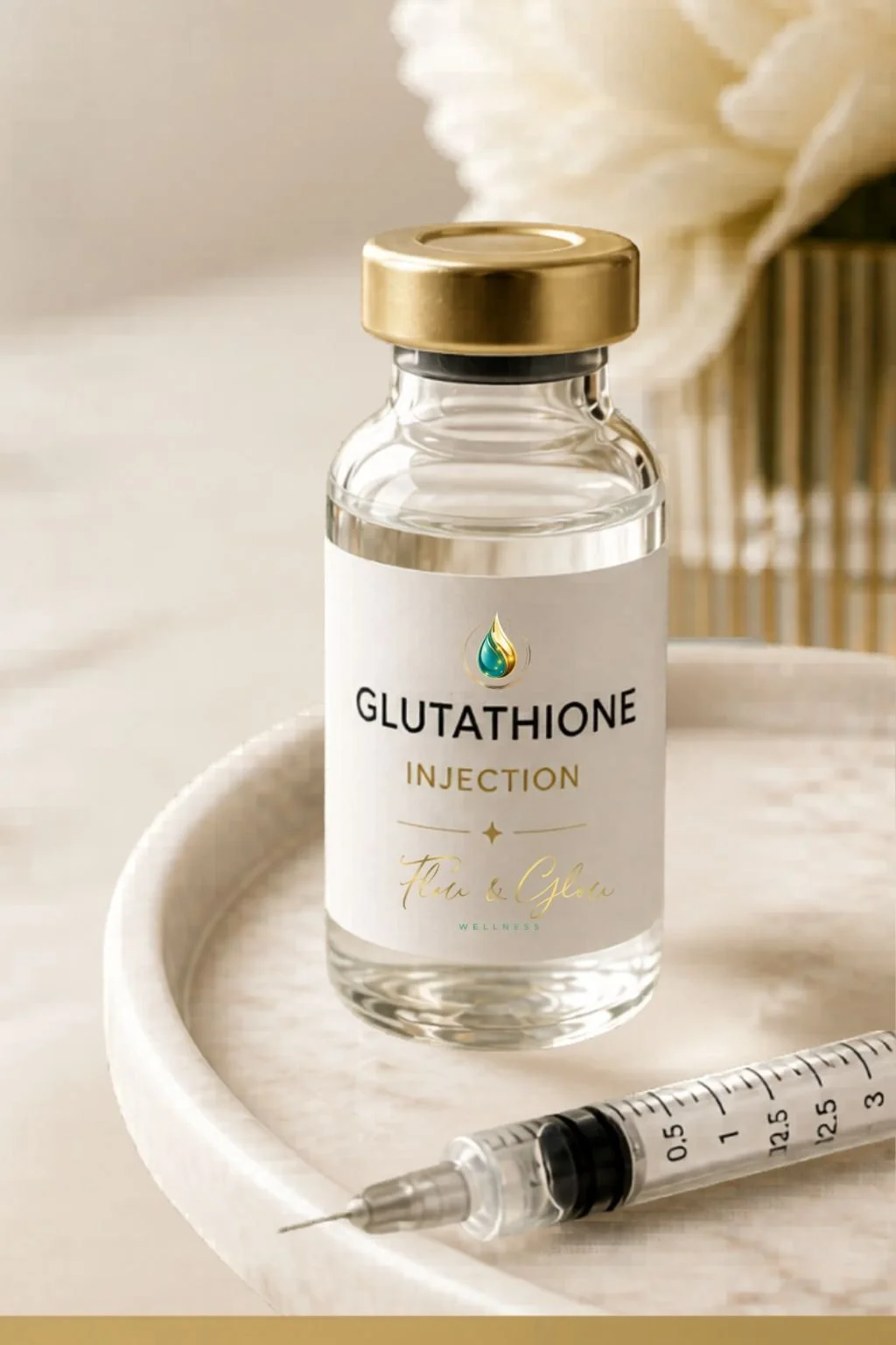 The Detoxifier by Flow & Glow Wellness featuring a Glutathione wellness injection designed to support antioxidant activity, cellular health, skin wellness, and overall wellness.