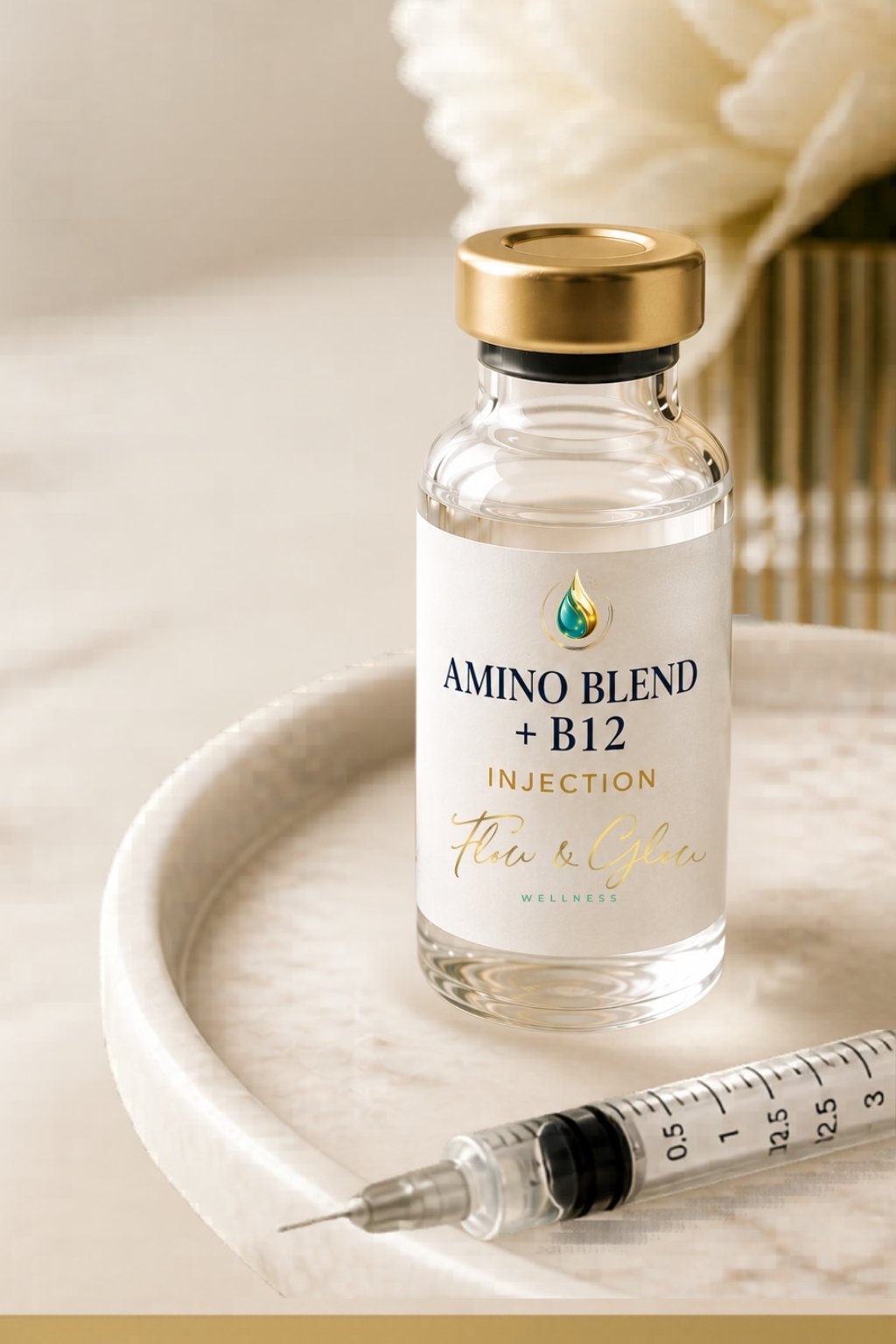 Amino Blend + B12 wellness injection at Flow & Glow Wellness supporting energy, recovery, and overall wellness in West Palm Beach