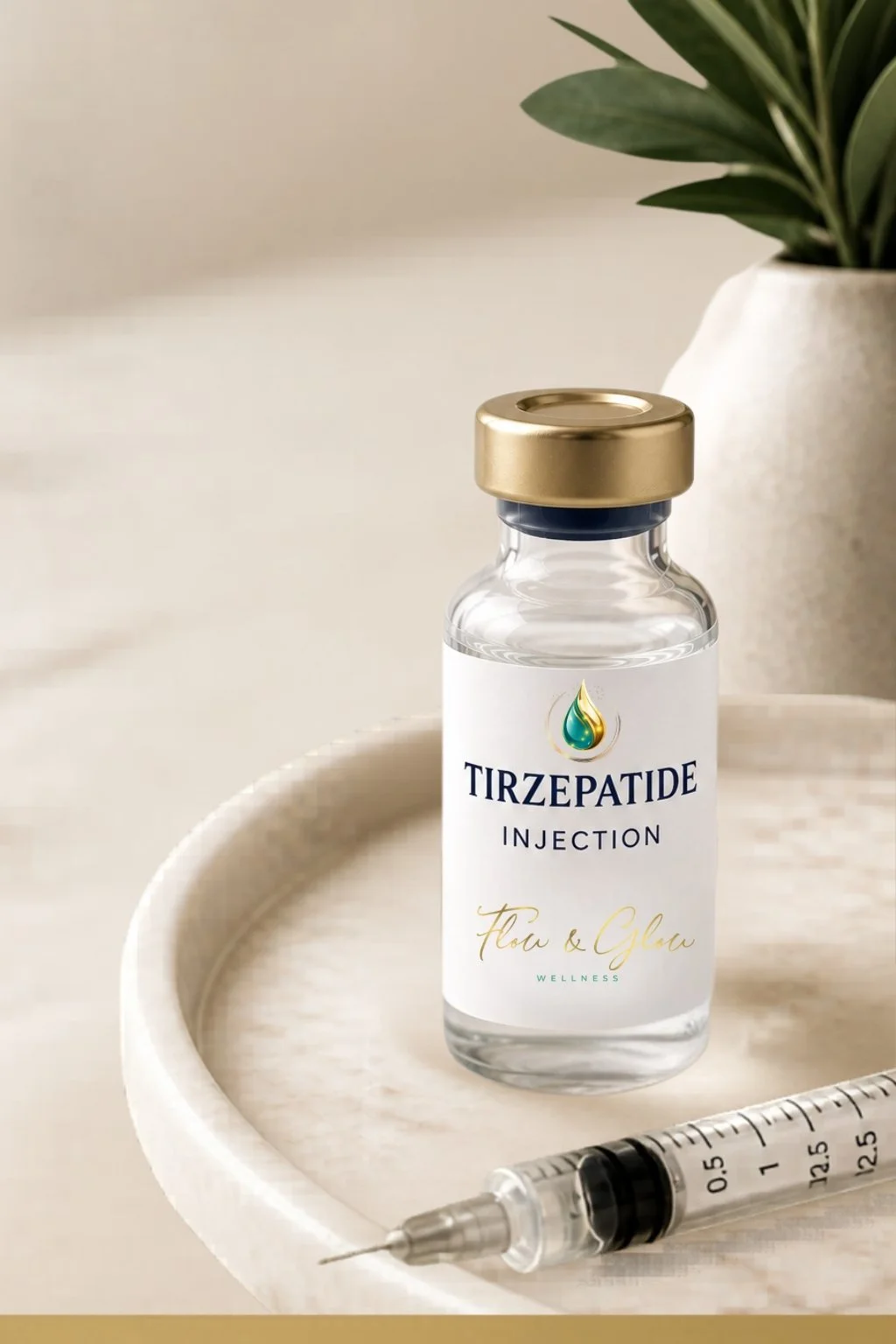 Tirzepatide weight loss injection offered by Flow & Glow Wellness for personalized medical weight loss programs in West Palm Beach, Florida.