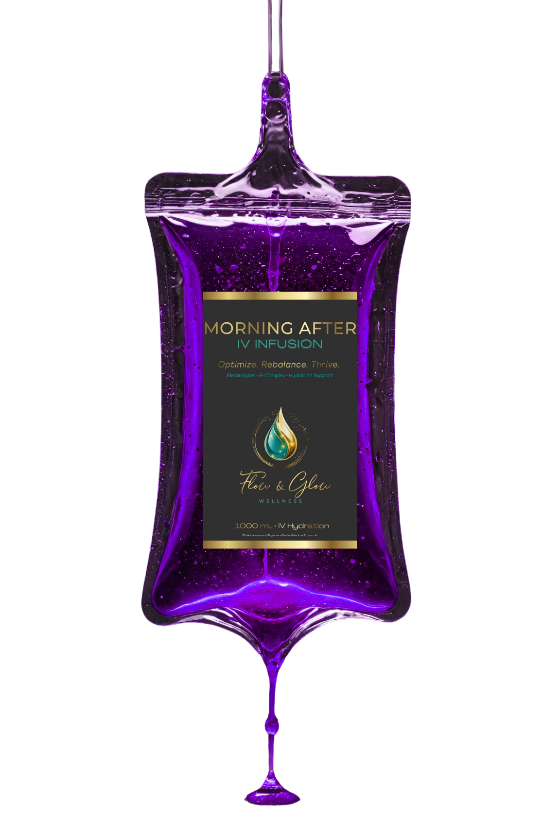 The Morning After IV therapy bag for hydration, recovery, and wellness support after a long night.