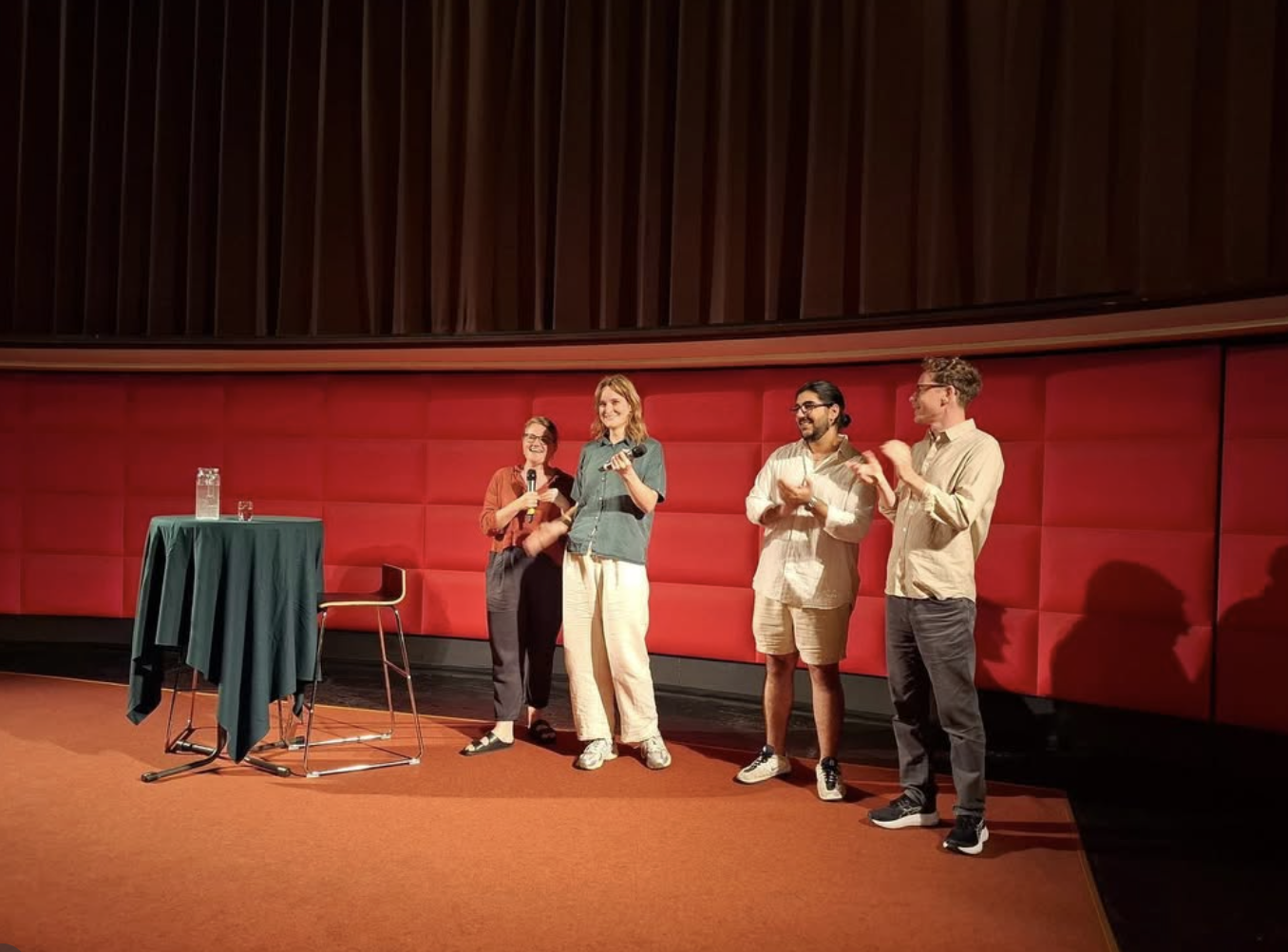 Bianca Gleissinger at Filmcasino in Vienna together with her her after the screening of her film 27 STOREYS - ALTERLAA FOREVER. Answering audience questions and being applauded.