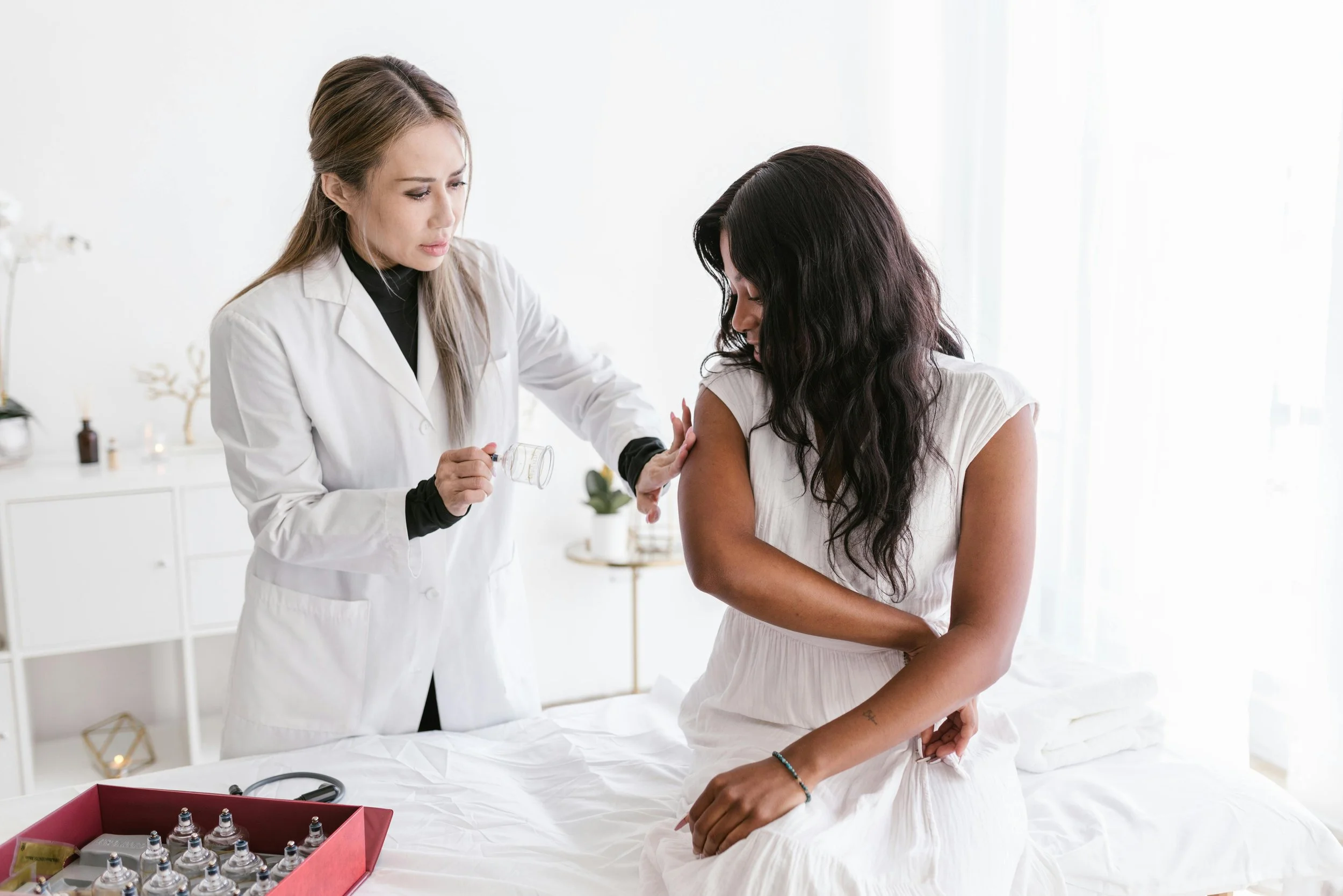 A woman receiving care from a functional holistic doctor.