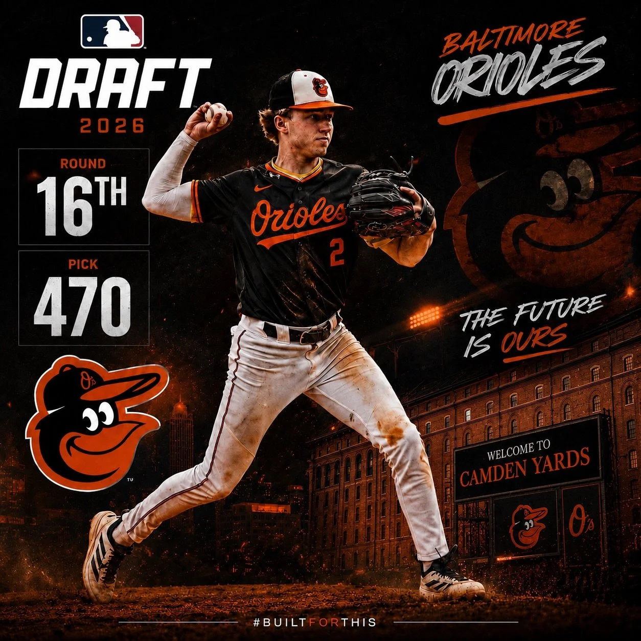 The wait is over.

Congratulations to Brayden Fry on being selected by the Baltimore Orioles in the 16th Round of the 2026 MLB Draft with the 470th overall pick.

Brayden&rsquo;s dedication, resilience, and commitment to his craft have earned him thi