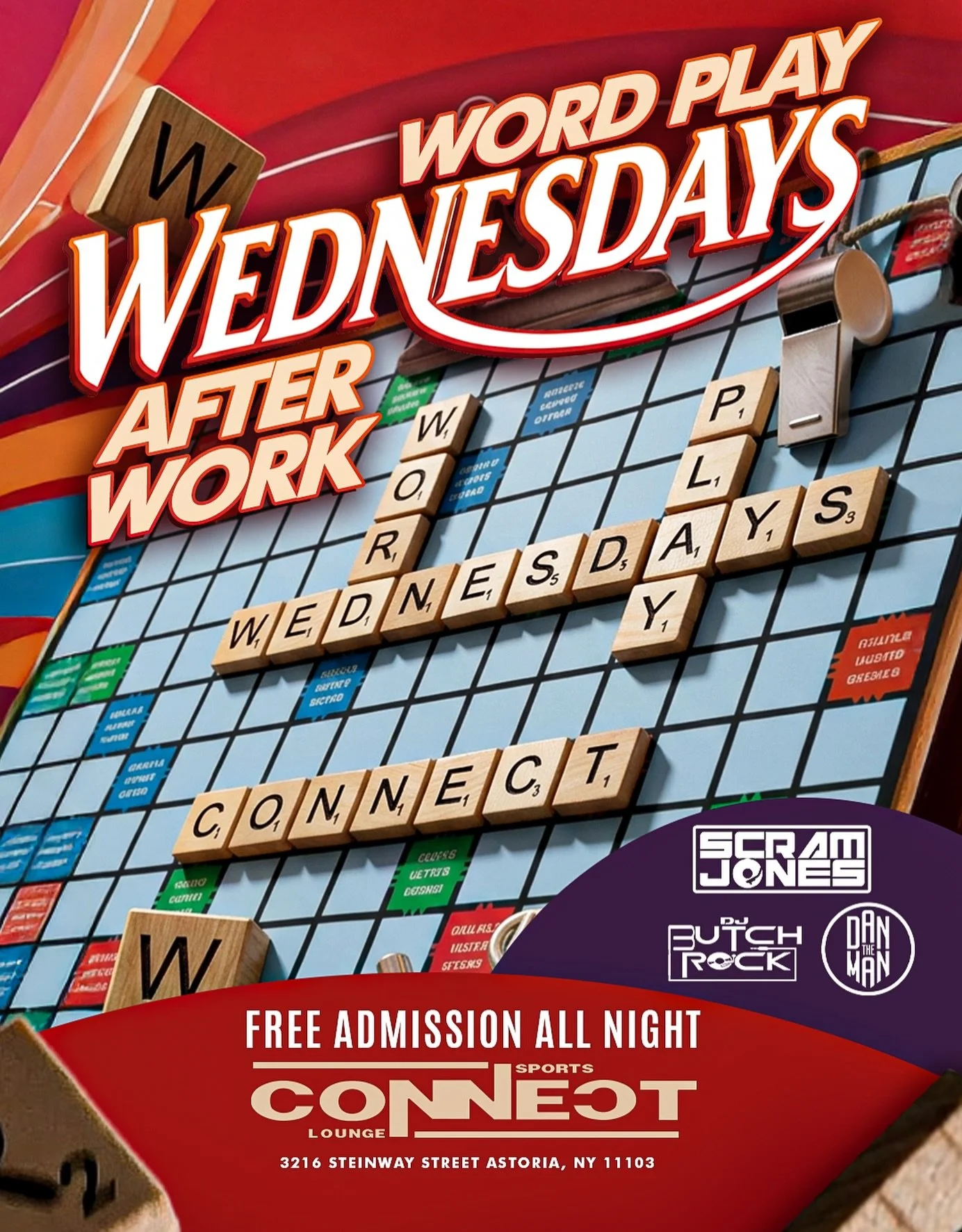 STARTING WEDNESDAY APRIL 22ND 6PM-12MID  THE WORD PLAY BEGINS FEATING THE ONE AND ONLY @scramjones THE INFAMOUS @butchrock718 AND @danthemanbaby  BRINGING THE RIGHT VIBES COME TO @connect.astoria EACH AND EVERY WEDNESDAY GOOD FOOD, GOOD DRINKS, GOOD 