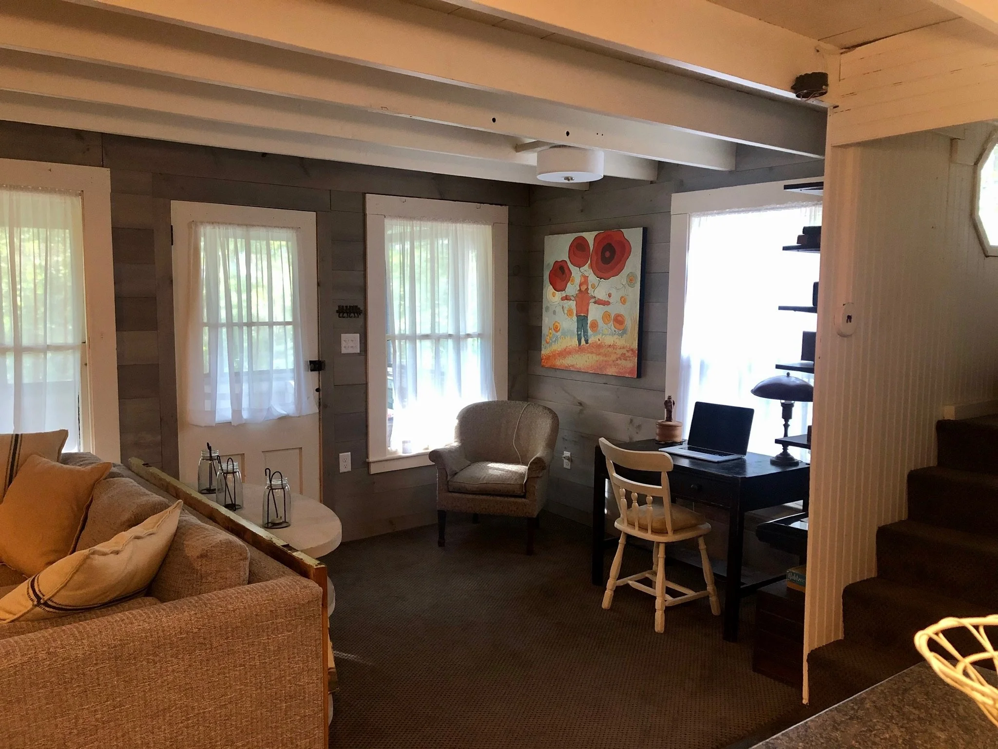 Work area and stairs up