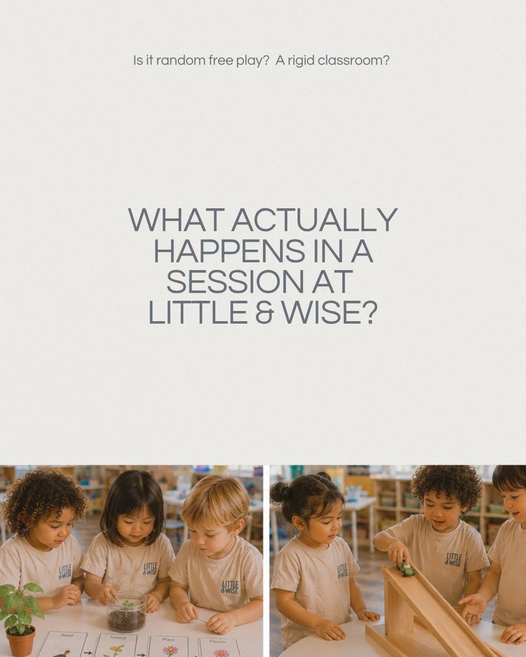 Are we a drop-off free play program? Nope. Are we a traditional desk-and-chair classroom? Not that either.

At Little &amp; Wise, sessions take place at @the.imagination.hive - a calm, beautifully structured environment designed for ages 4&ndash;6. C