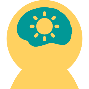 Simplified icon a brain containing sunshine.