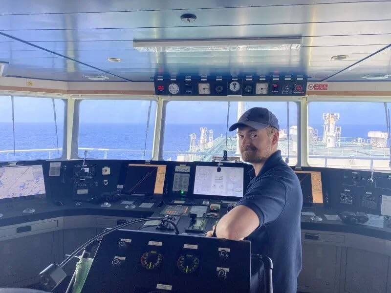 Former Yipiyap Saul on the bridge of the Aamira.