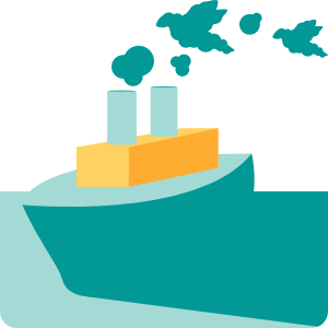 Cartoon of a cargo ship, with steam taking the shape of the Yipiyap bird.