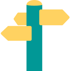 A cartoon of a signpost with multiple directions.