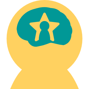 Cartoon of a good self-confidence: a brain with the self represented in a star.