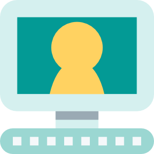 An icon depicting an online video call.