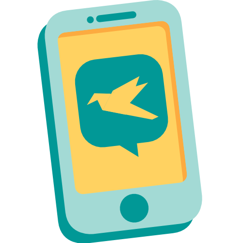 A simple illustration of a smartphone displaying the Peerscroller logo on its screen.