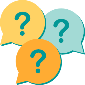 Icon of three question marks representing FAQs.