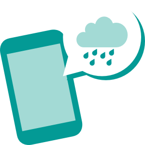 Illustration of a smarthone with a raincloud, representing the effects of social media on mental health.