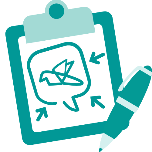 A clipboard with the Peerscroller logo scribbled on it.