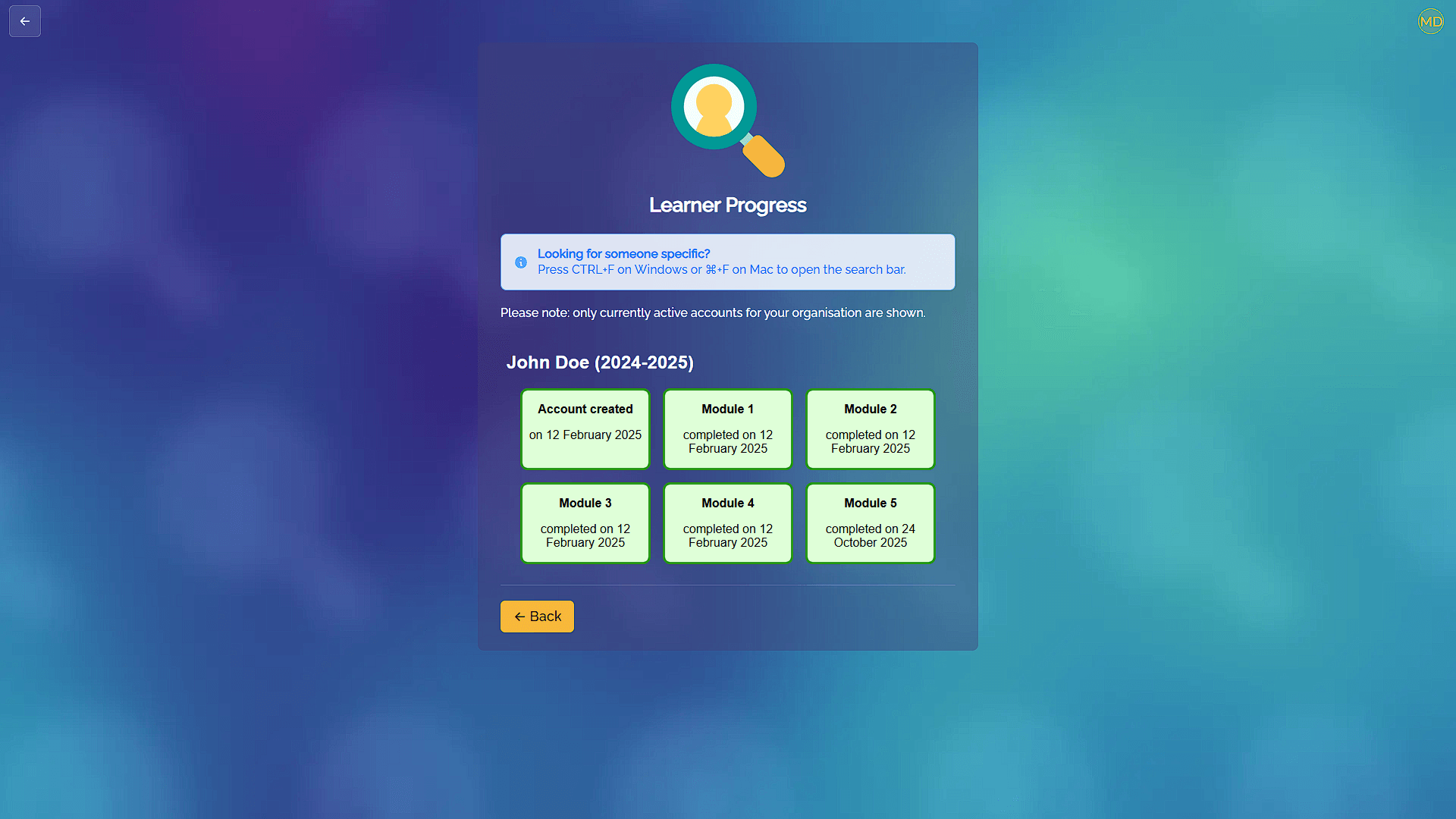 Monitoring learner progress is easy through the online Teacher Portal.