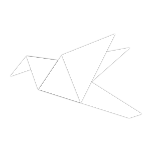 Completed folded origami bird.