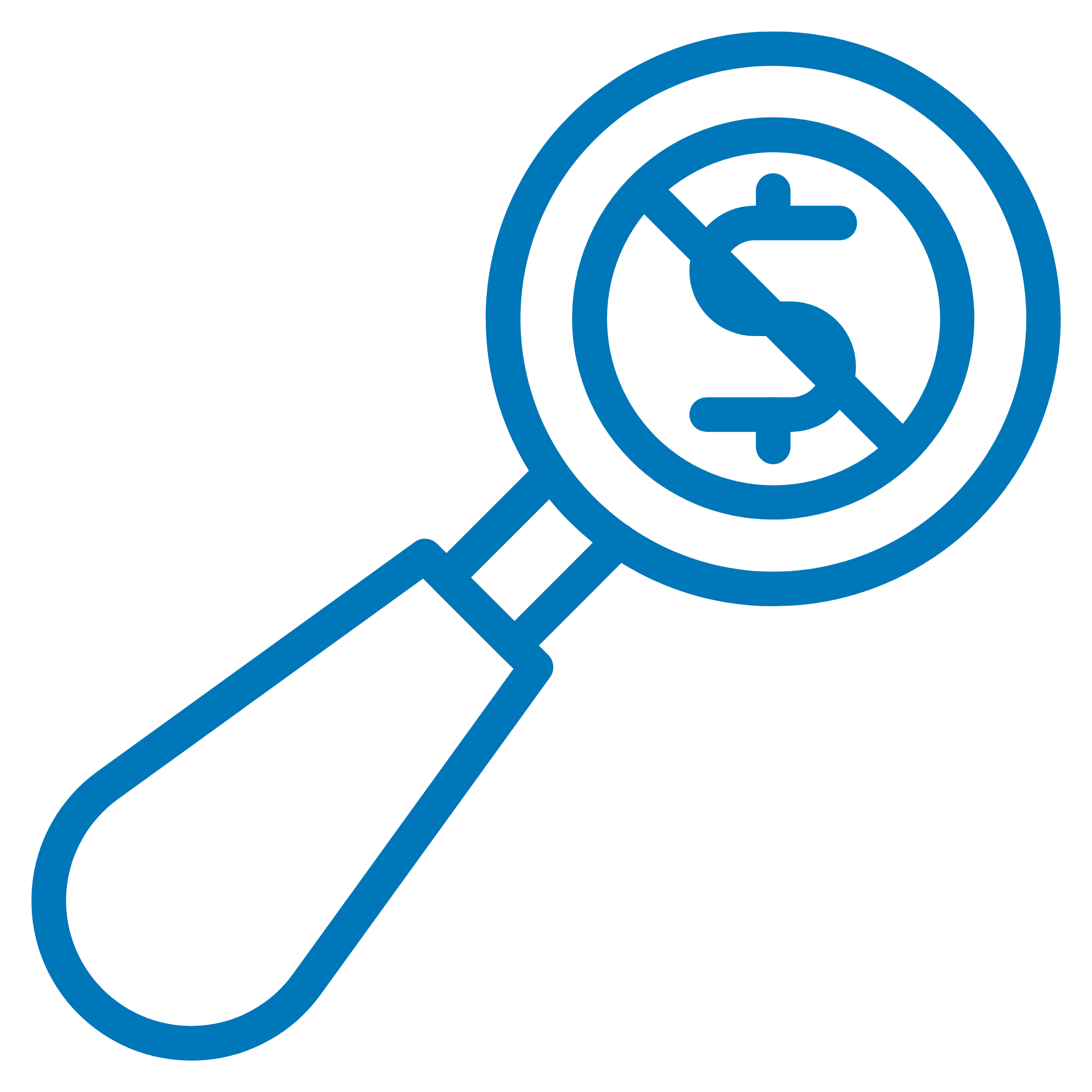 A maze design in blue with a dollar sign in the center.