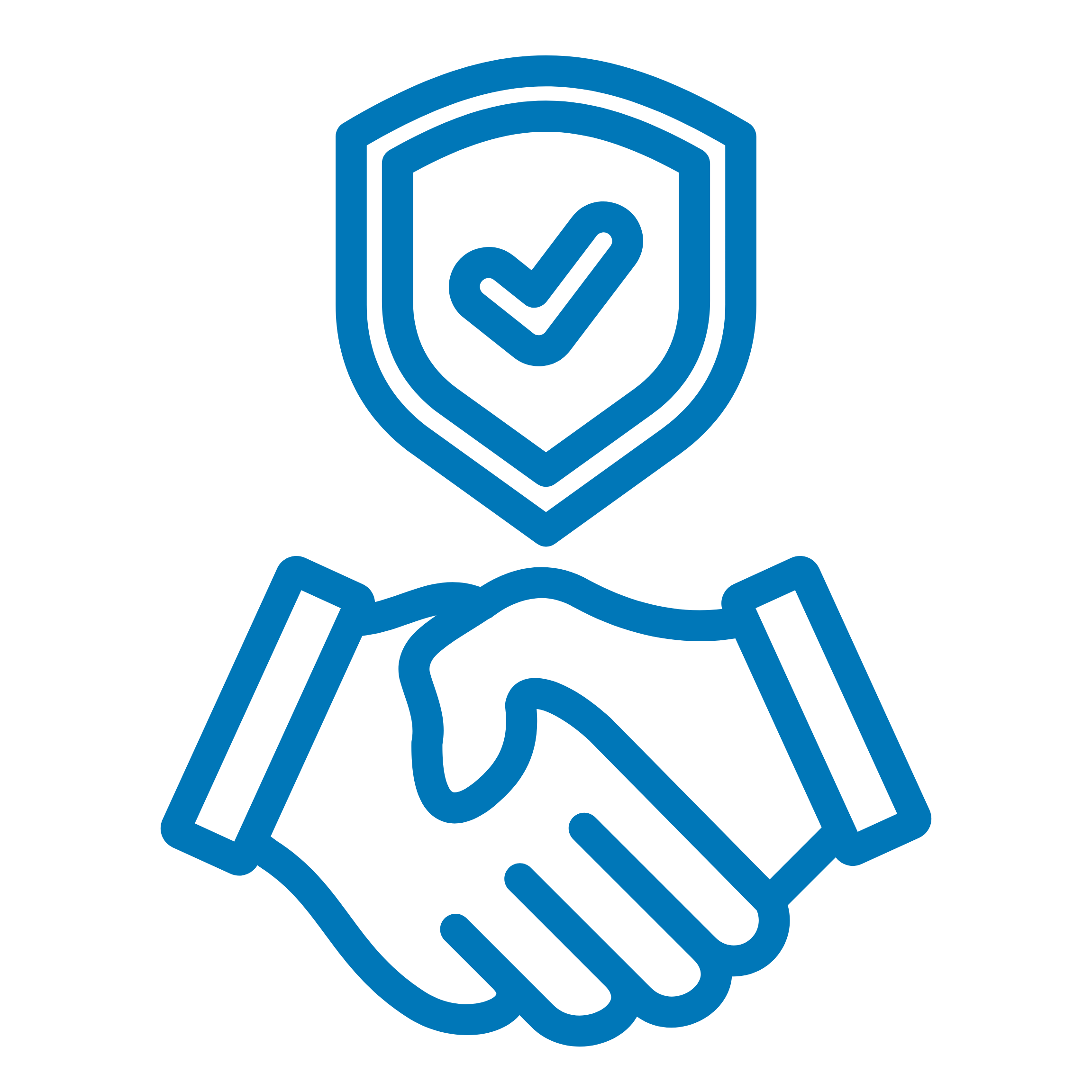 Blue shield with a check mark inside and the word 'SAFE' underneath.