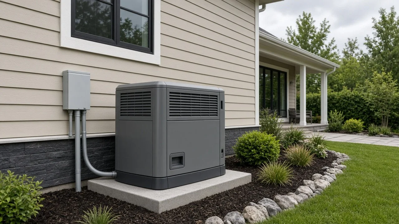 Standby generator installation on a home in Northwest Mississippi