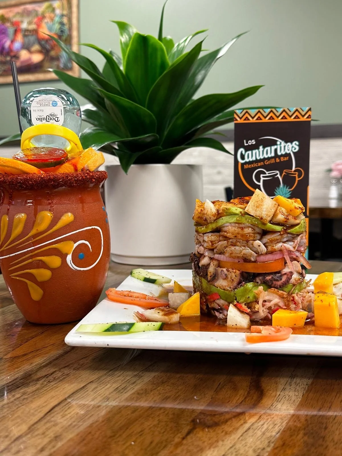 Seafood tower Mexican style shrimp mango Geneva IL