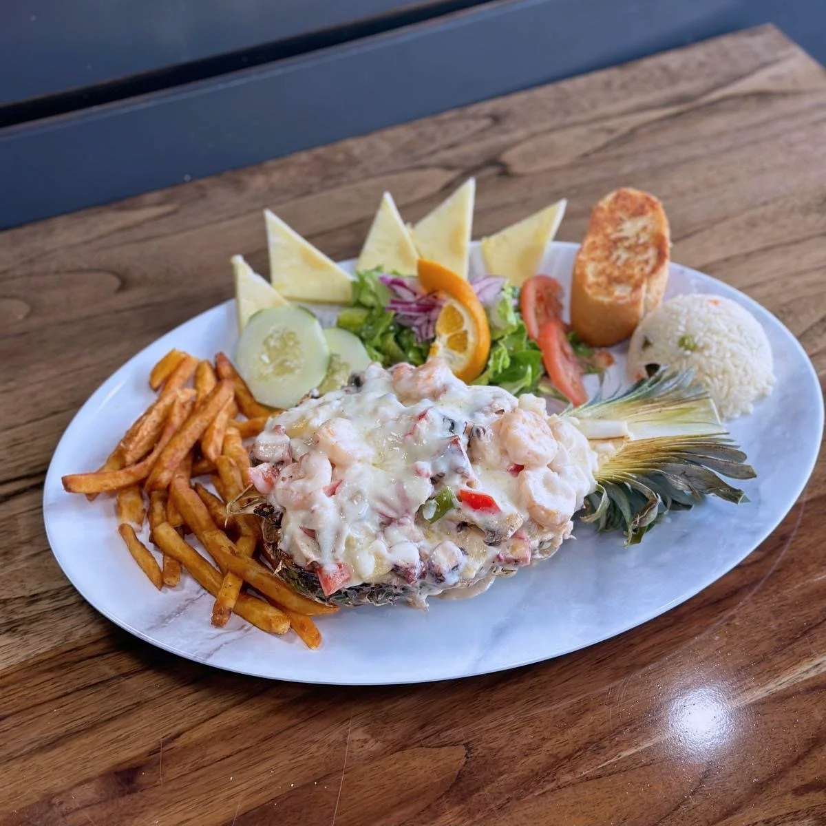 Stuffed pineapple seafood Mexican restaurant Geneva IL