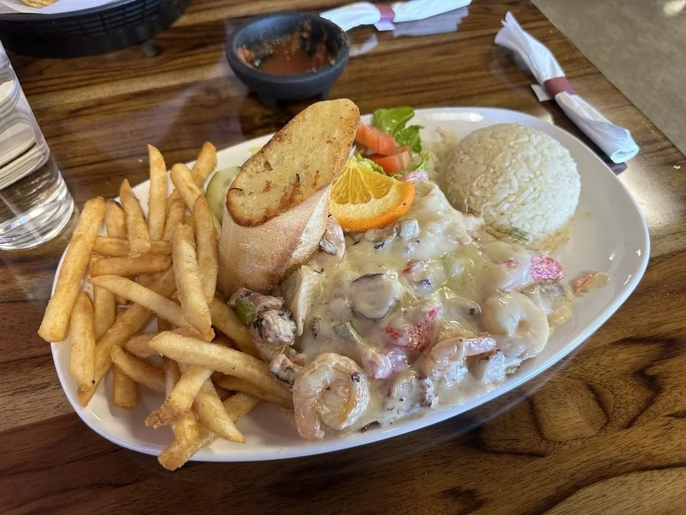 Seafood dish Mexican restaurant Geneva IL shrimp and fish plate