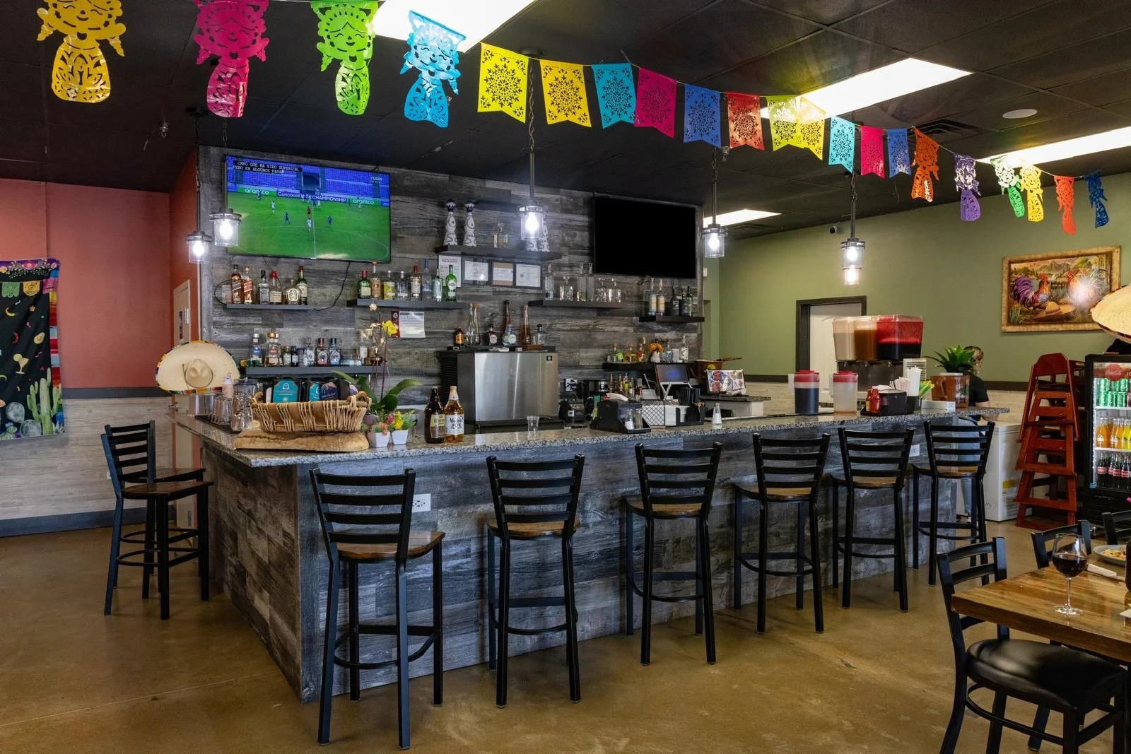 Mexican restaurant bar decor tequila sign Geneva IL