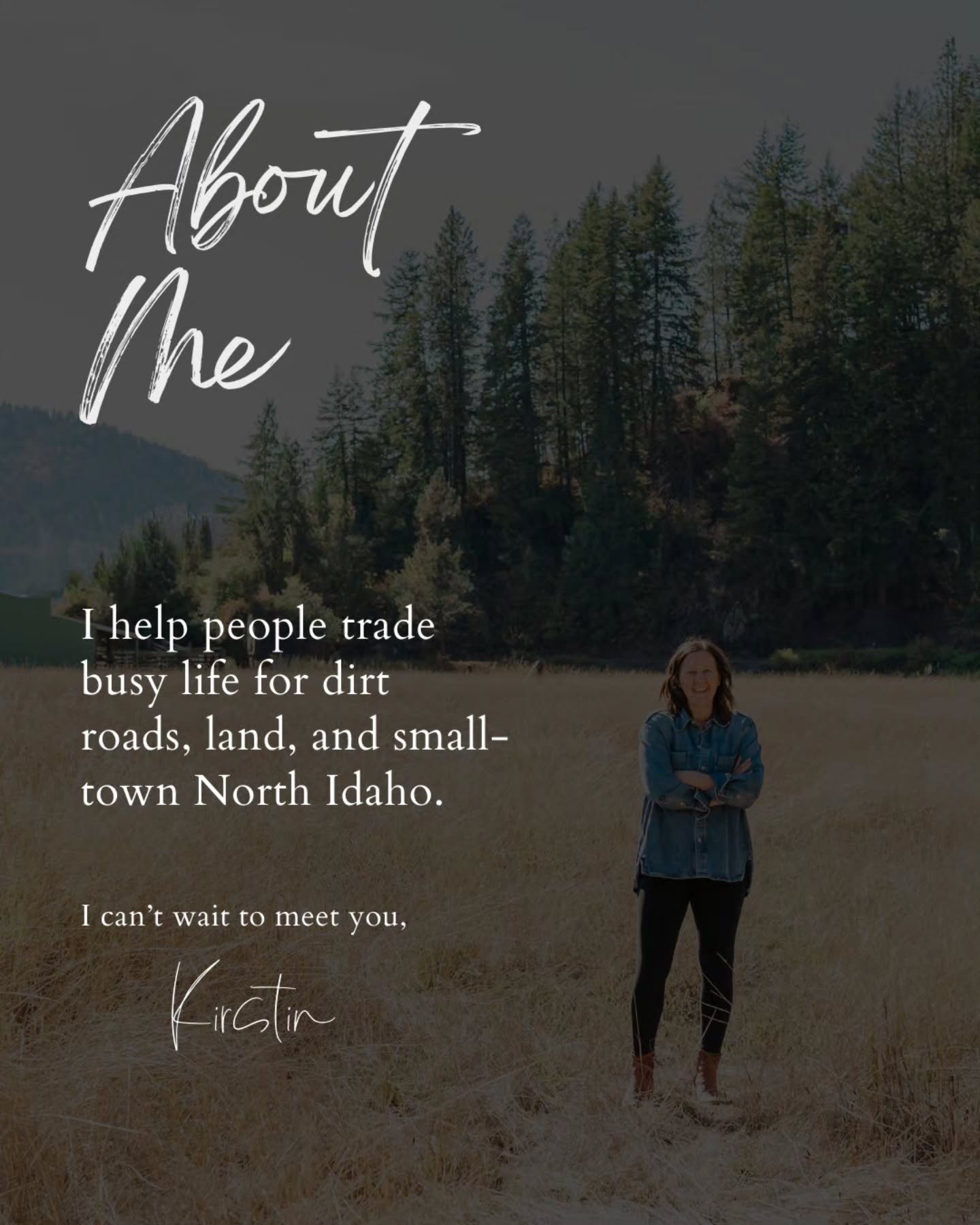 Sometimes people just want to know who they&rsquo;re working with. 👋🏻 

Here&rsquo;s the short version of my story and what it&rsquo;s really like working together here in small-town North Idaho.

If you&rsquo;re dreaming about dirt roads and land,