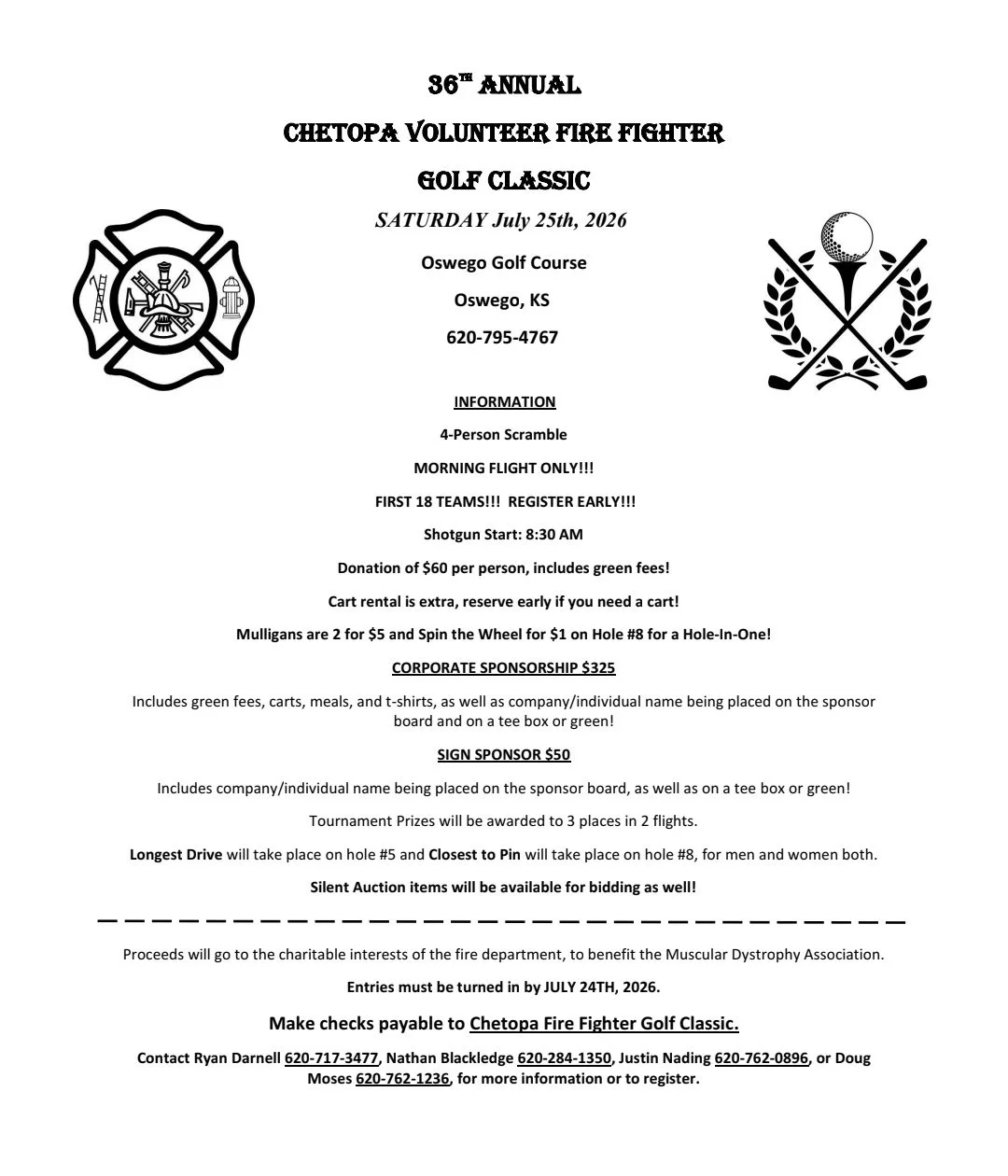 36th Annual CHETOPA volunteer Fire FIGHTER GOLF CLASSIC