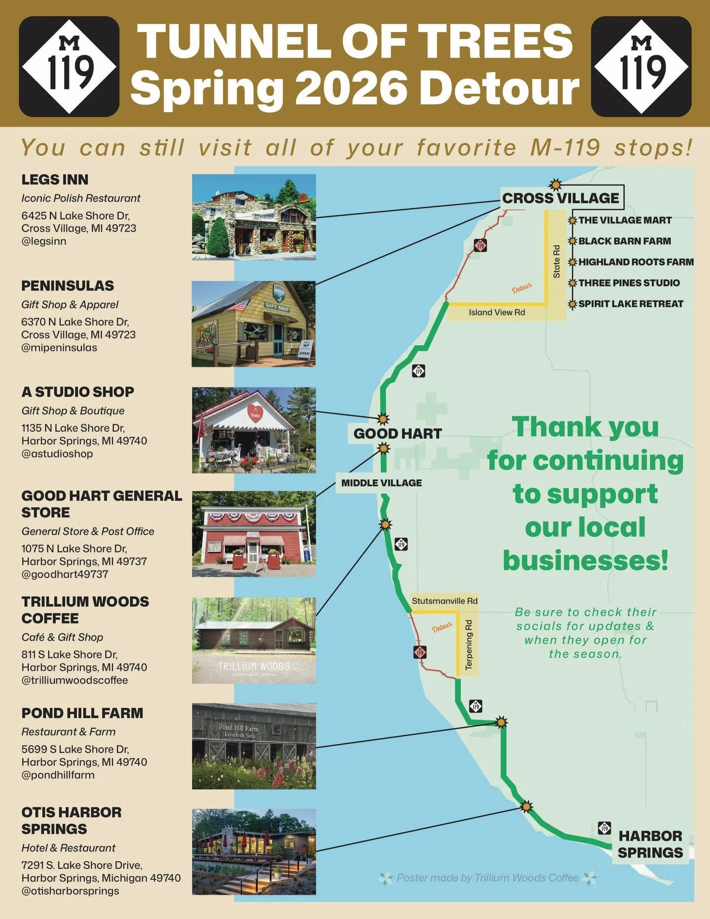 Hi friends! Please know that despite the recent flood damage and M-119 road closures, our local businesses will still be open this upcoming season and the detour is really quite minimal! We&rsquo;re all looking forward to the kick off of summer and c