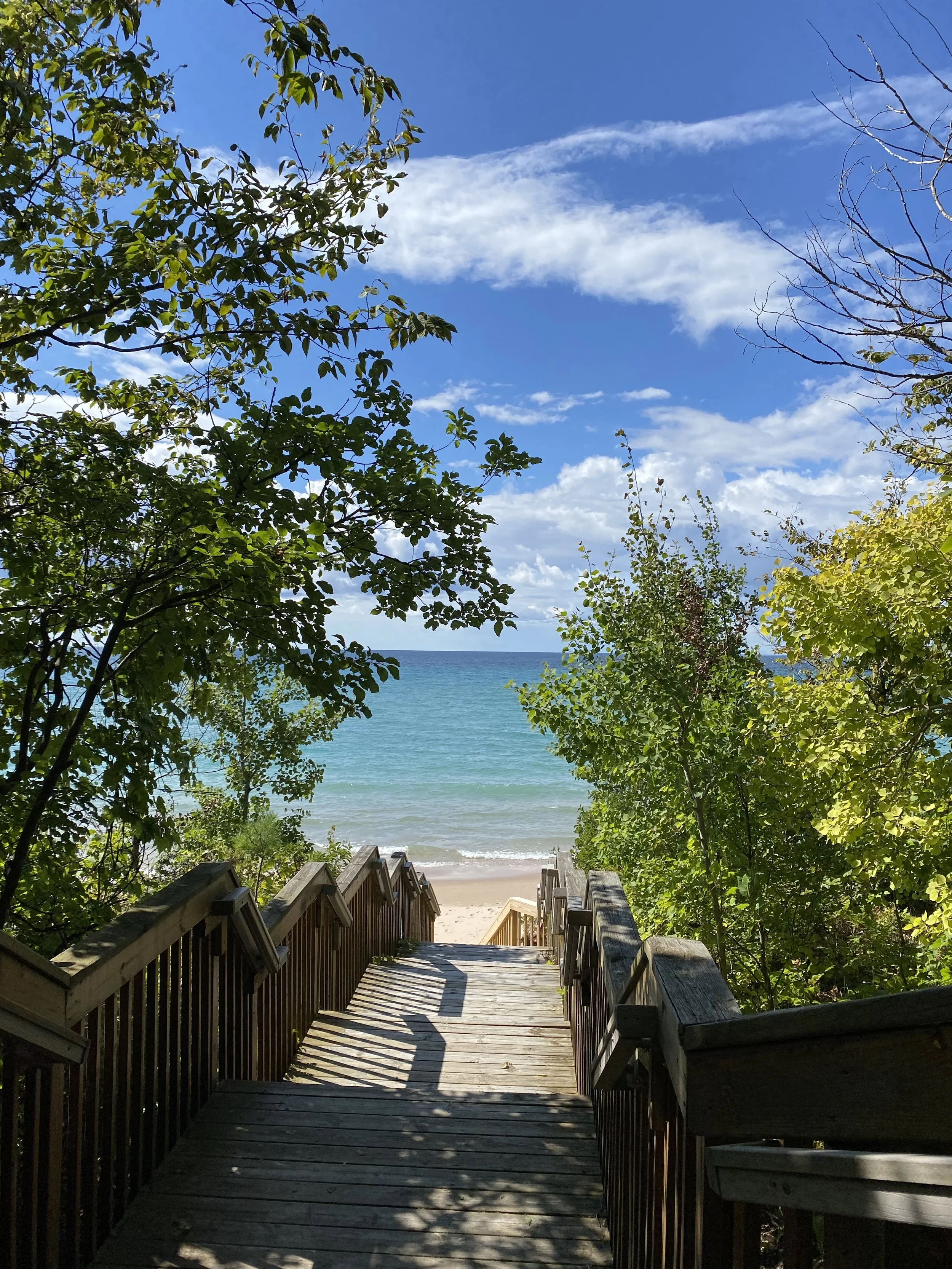 Boardwalk down to the beach at Middle Village Park (1.9 mi away).