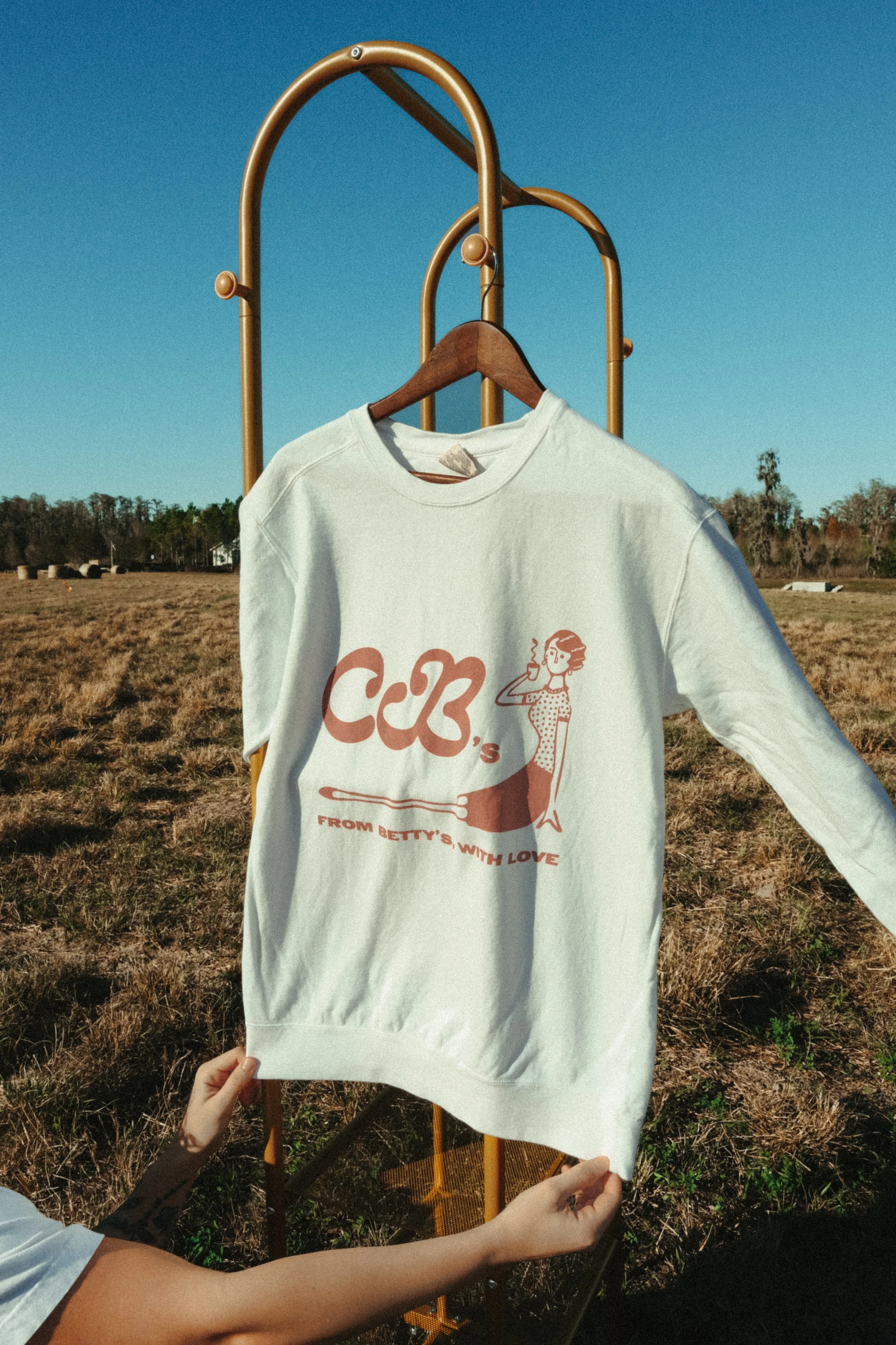 CB's White And Dusty Rose Logo Crewneck