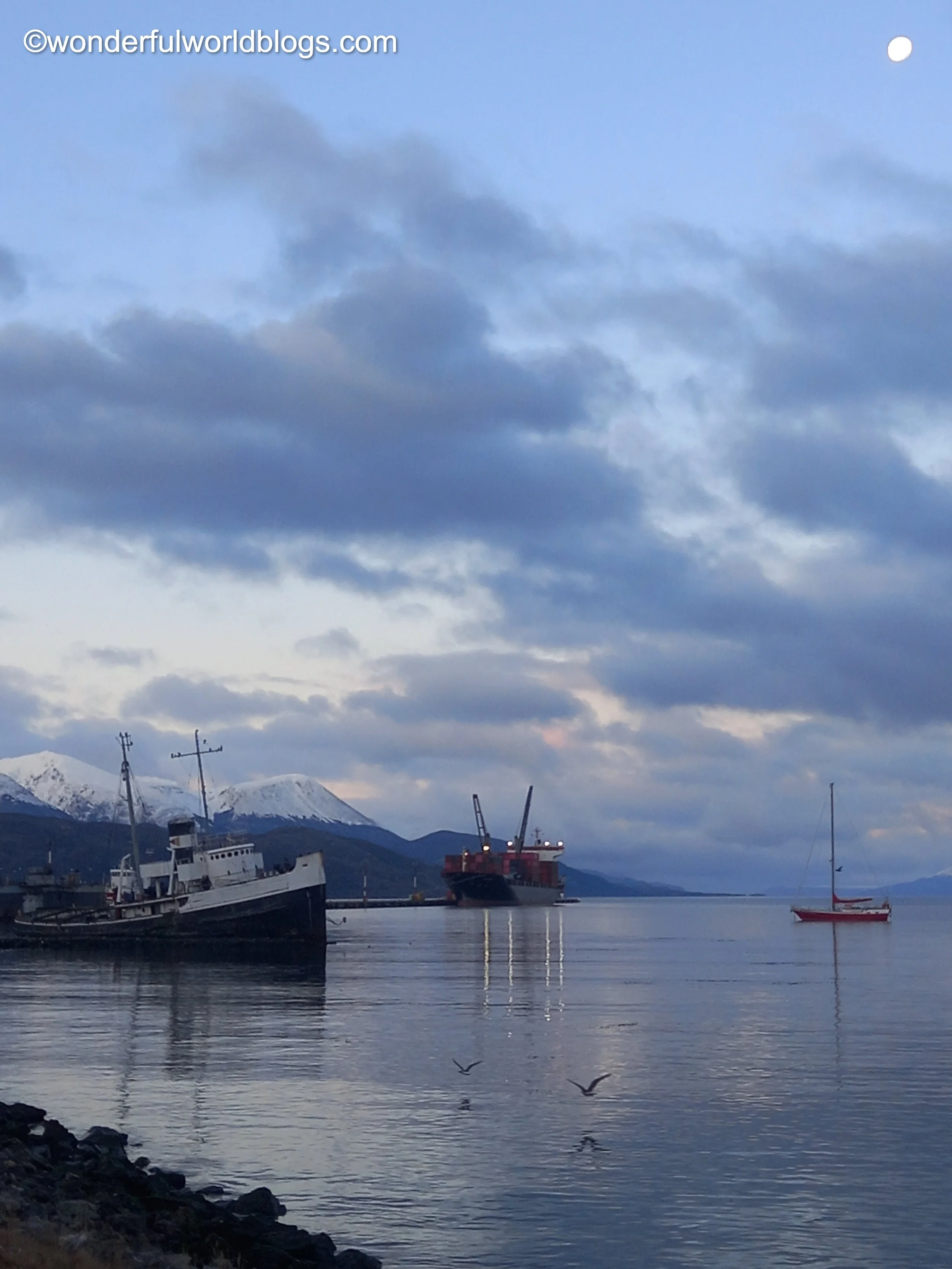 Boats in Ushuaia harbour Patagonia
