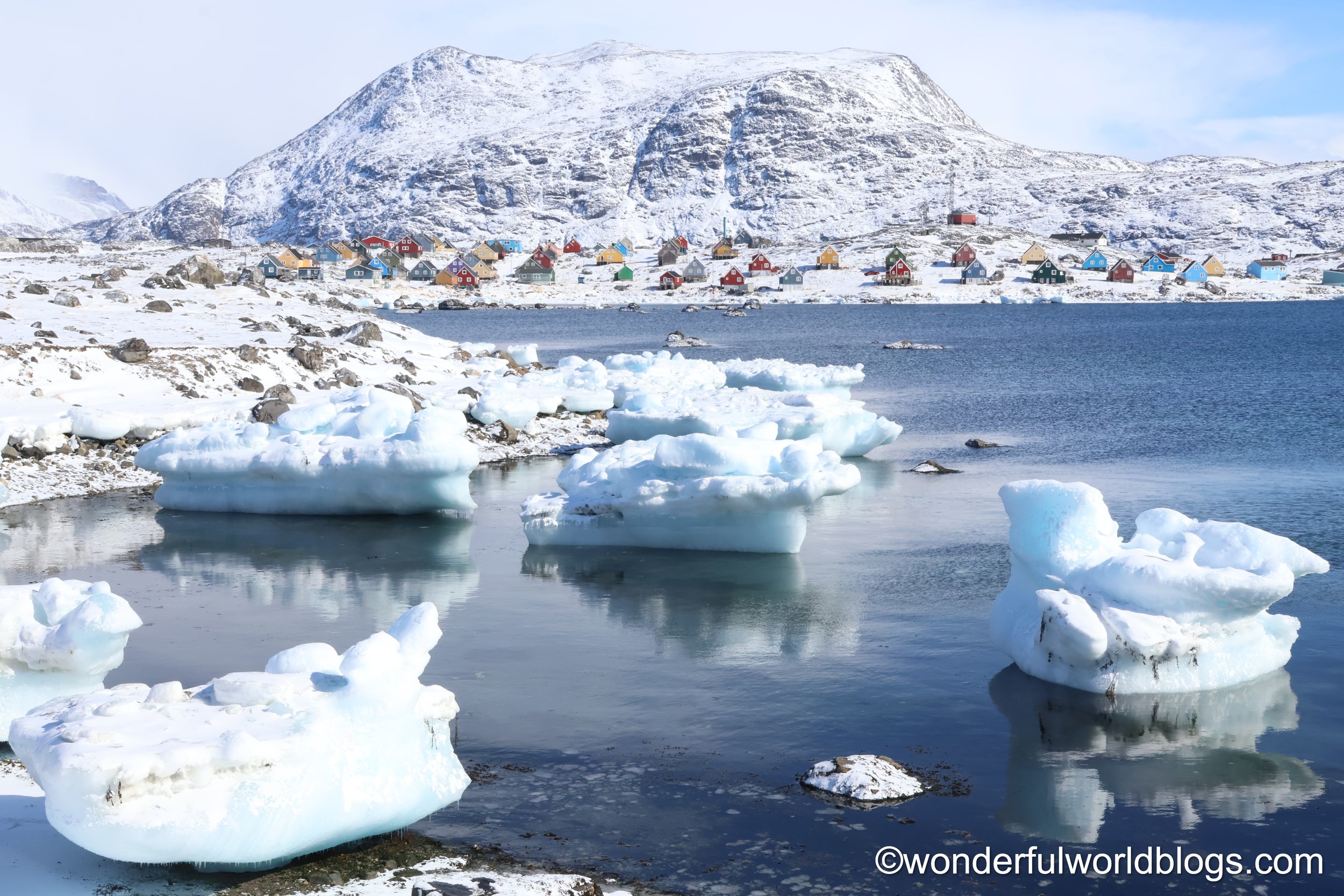 Icebergs in front of Nanortalik Greenland