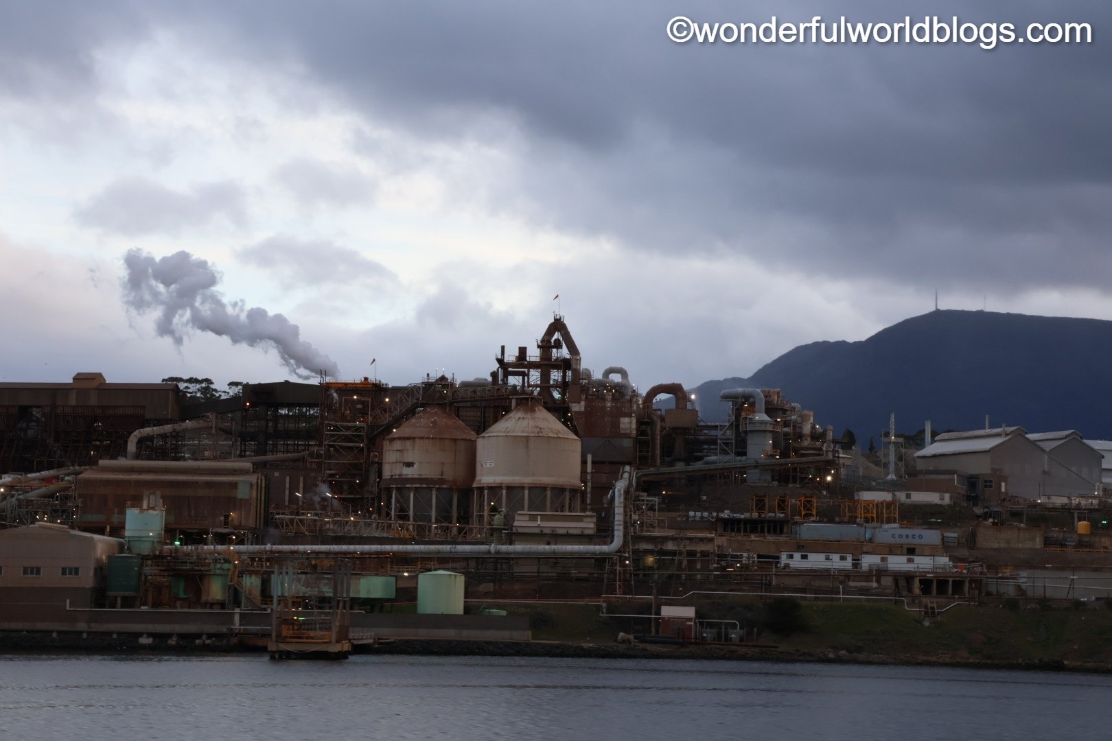 Factories by river in Hobart Tasmania Australia
