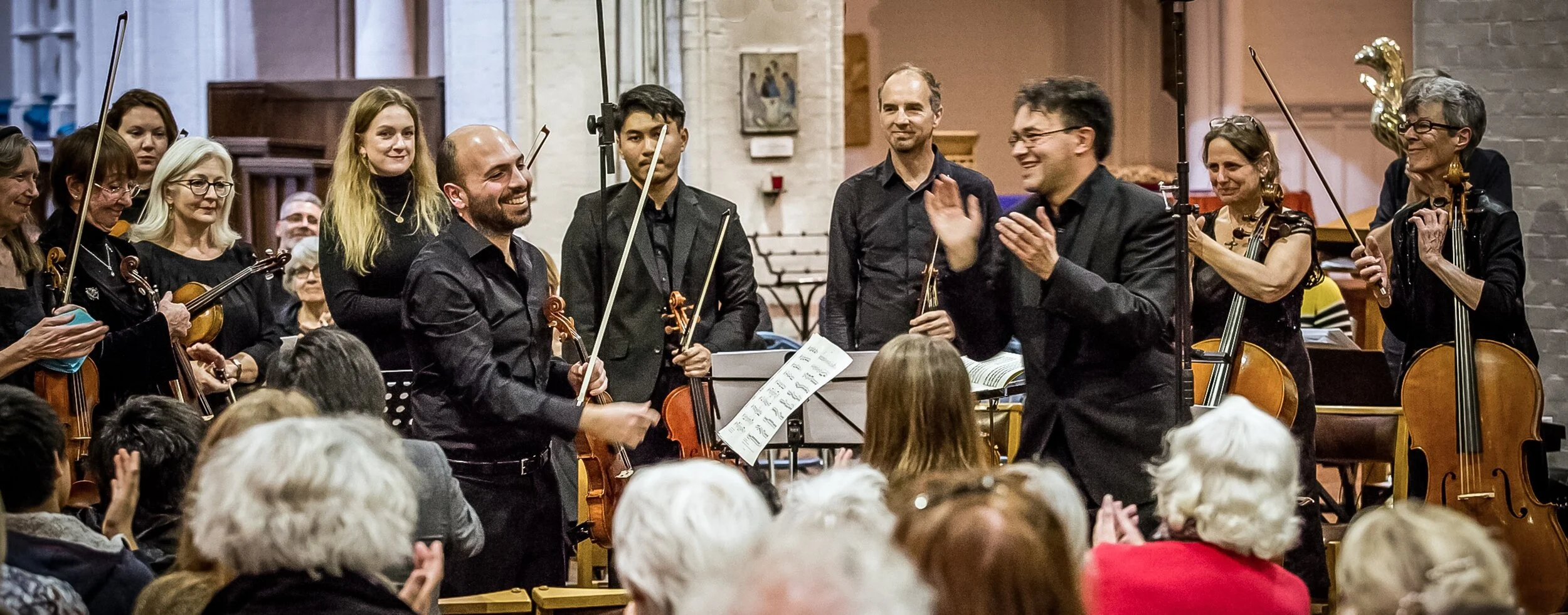 The LCO with soloist Alessandro Cannizzaro (Philharmonia Orchestra) after a performance of the Vivaldi Four Seasons